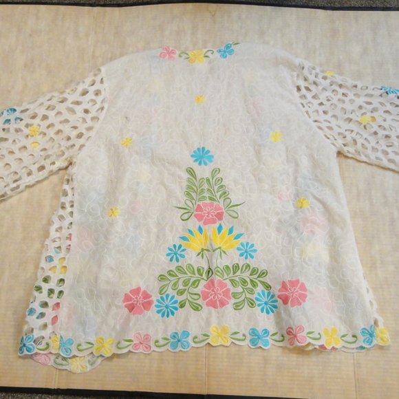 International Apparel Mart Floral Jacket Beach Cover Up White 1X - Picture 10 of 14